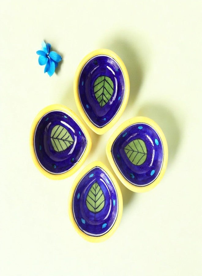 Natriel Handmade Blue Pottery Diya Diyas Earthen Assorted Colorful Diwali Decoration Puja Handpainted Home Indoor Outdoor Design Handmade Mix Color (Design-09) - Image 1